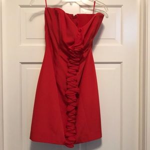 Roland Nivelais red sweetheart strapless dress